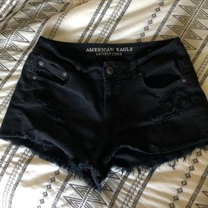American Eagle Distressed Black Denim Shorts